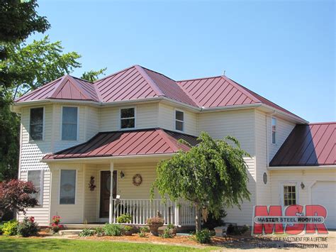 houses with maroon metal roofs|burgundy metal roof panels.